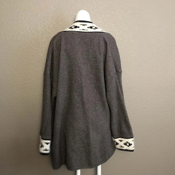 Southwestern Aztec Lilly of California 80's Long Cardigan Sweater Wool Blend - Picture 2 of 5